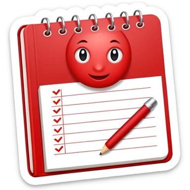 HAZ UN planificador de lista de objetivos en color vinotinto/rojo carmesí brillante, con hojas de cuaderno blancas (no agregues frutas ni nada de eso) https://imgproxy.attic.sh/insecure/f:png/plain/https://attic.sh/z0hvfdddapmiax935oa389bq0wzk sticker