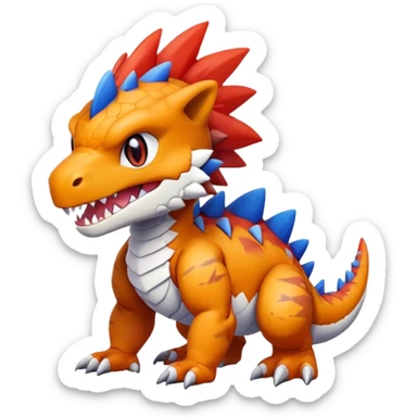 Cute Baby Chibi Agumon-Tyrantrum-Tyrunt-hybrid (full body) sticker