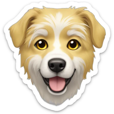 yellow messy fur mixed breed black eyes dog sticker