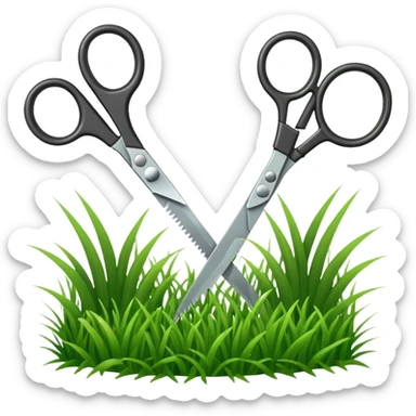  a pair of scisors cutting grass sticker