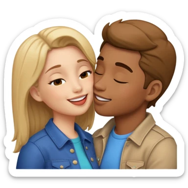 Using traditional emojis, make two kissing sticker