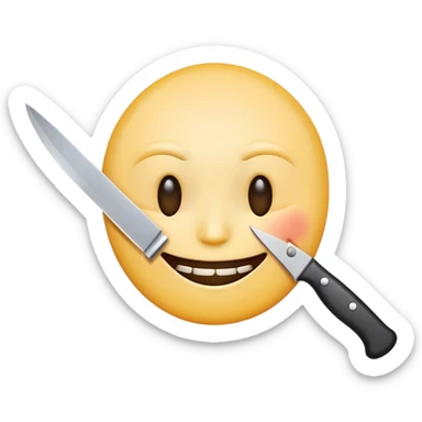 Creepy smiling face emoji with knife sticker