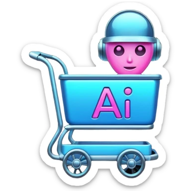 cart with a glowing AI sign sticker