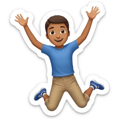 brown boy jumping really high sticker