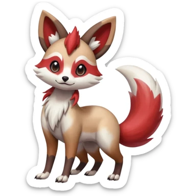 Hyper-realistic Colorful Skilled Adept Graceful Asian Painted Meloetta-Furret-Lycanroc-Zangoose-fusion-hybrid-creature (full body) sticker