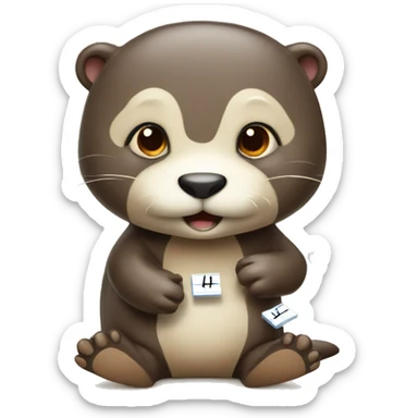cute otter solving math equation sticker