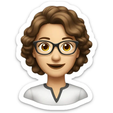 femme 55 ans châtain foncé cheveux courts lunettes yeux bruns souriante peau claire sticker