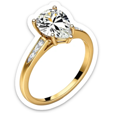 Pear cut engagement ring with a gold band with small round diamonds   sticker