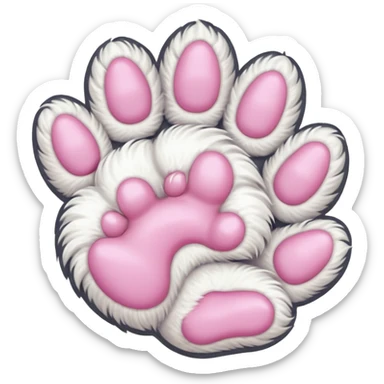 Fluffy white cat paw with six toes sticker