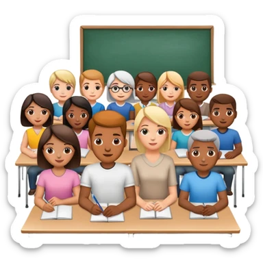 adults sitting in a classroom sticker