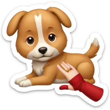 hand pets an animal sticker