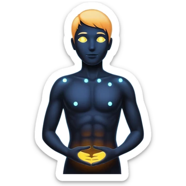 human silhouette with seven glowing dots along the body sticker