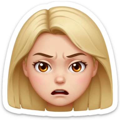 A 😡 but clamed dowe but keep the face expression and make it blushing and a girl sticker