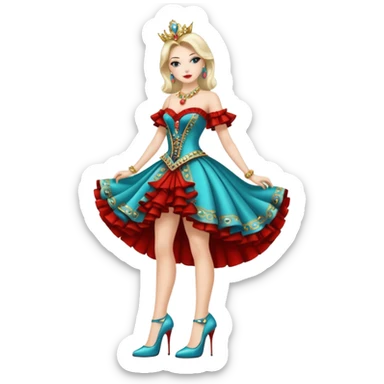 “She’s a model.” The woman he pointed out was wearing very high heels and an elaborate outfit. sticker