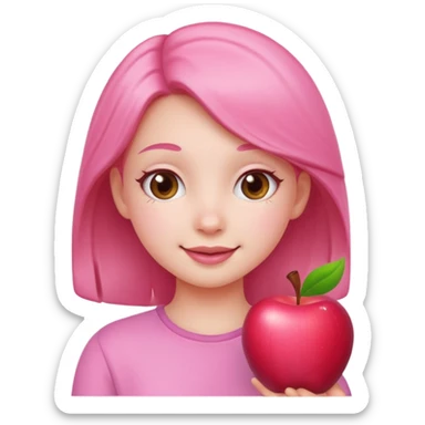 cute pink girl with cheerful pose. apple emoji style sticker