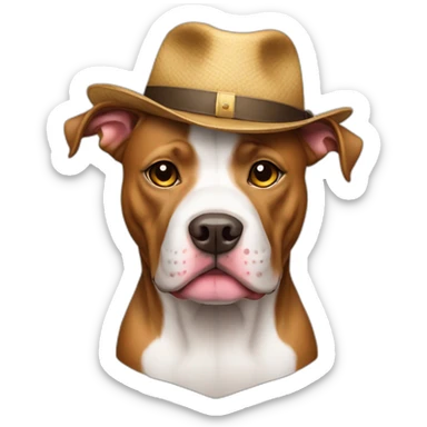 Dog pit bull whit hat  sticker