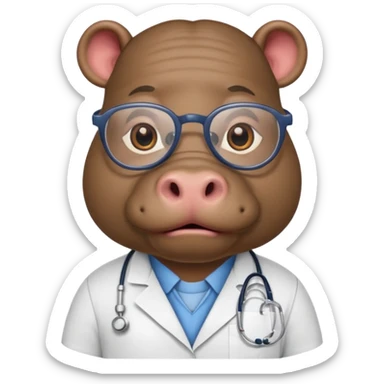 Hippo doctor, glasses, uniform sticker