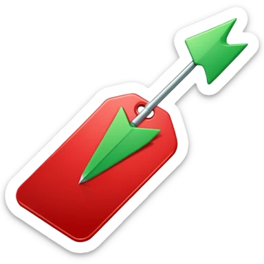 Tag vermelha com uma flecha pra cima verde sticker