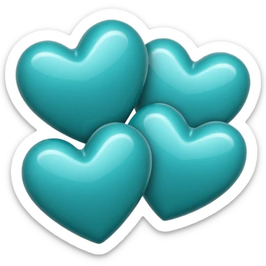 3 teal lined hearts sticker