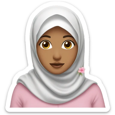 A hijab girl with pink flower around her white hijab sticker