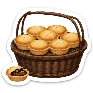 Dark Brown wicker basket with pies sticker