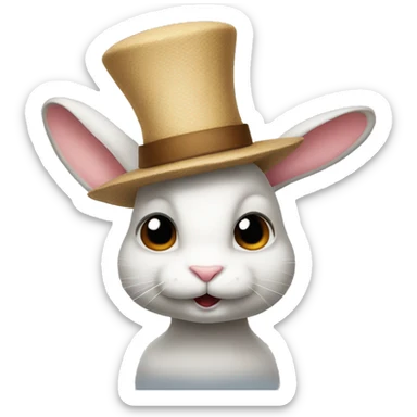 profile rabbit stands on two legs with a hat two ears sticker
