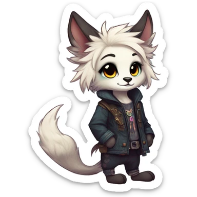 Cool cute Kawaii edgy fantasy animal fursona Fionbri by griffsnuff & LiLaiRa & Falvie full body sticker