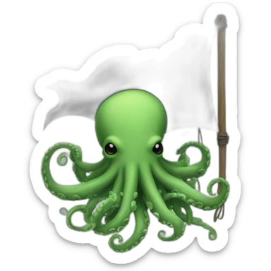 cute kraken hanging a black flag sticker