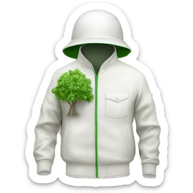 gardener pith helmet jacket white green trees  sticker