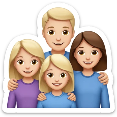 a white family with three children, a boy and two girls sticker