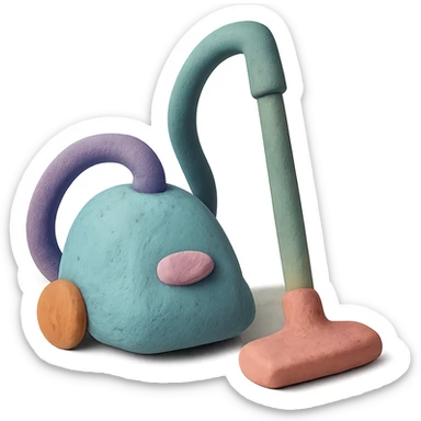 vacuum cleaner in claymation style with pastel colors and visible fingerprints sticker