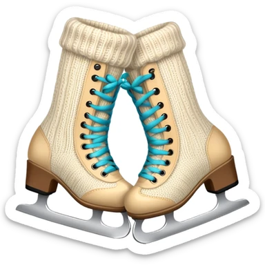 ice skates with cozy legwarmers pulled over them sticker