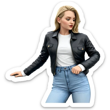 blonde girl in leather jacket sticker