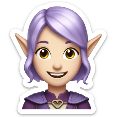 pale skin, purple hair, elf ears, archer girl , laughing out loud sticker
