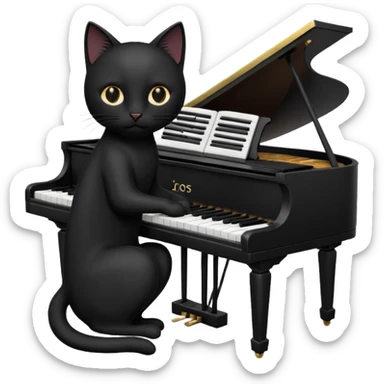 chat de couleur noir  qui joue du piano sticker