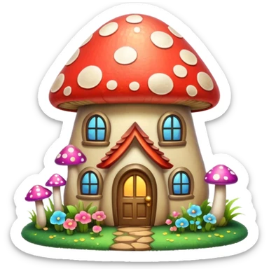 Glitter girly mushroom house sticker
