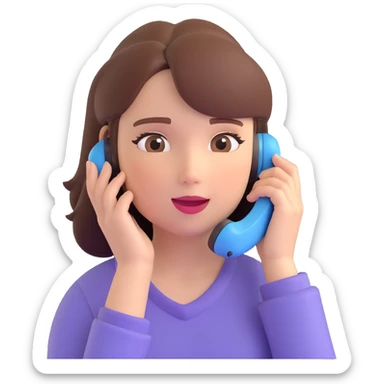 girl talking on phone bedroom background, close up pose sticker