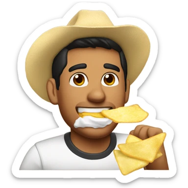 ash Trevino eating chips with dip sticker