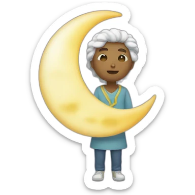 personnage qui tient une lune sticker