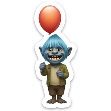 A troll holding a balloon  sticker