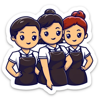 hair salon team in matching uniforms sticker