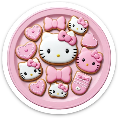pink hello kitty cookie platter sticker