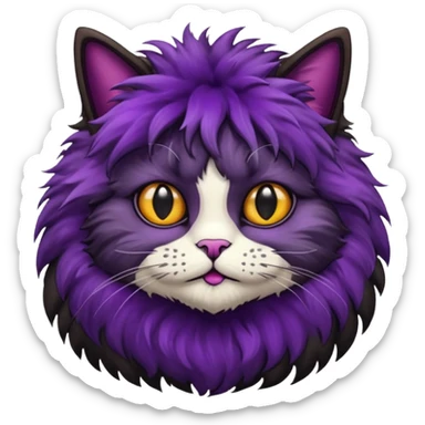 Hairy cat with aubergine sticker