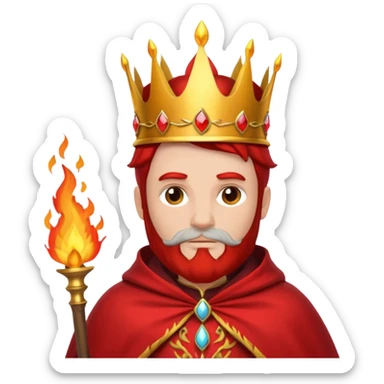 Fire old King – flame crown + scarlet cloak sticker