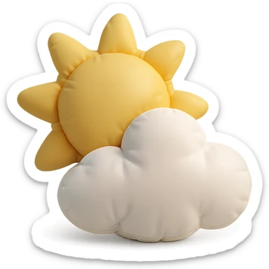 partly cloudy weather with soft sun and fluffy cushion cloud together, cushion style sticker