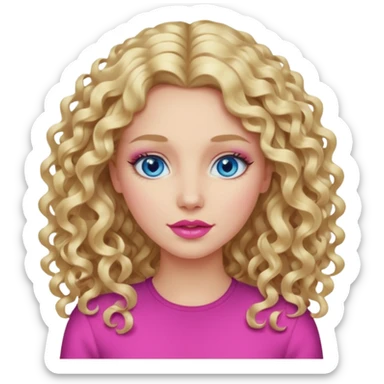 açık tenli  uzun kıvırcık sarı saçlı mavi gözlü   dudak rengi pembe yetişkin kadın bana emoji oluştur sticker