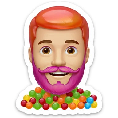 guy with beard made out of candy sticker