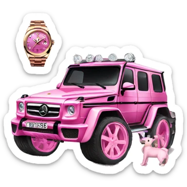 Pink Rolex and g wagon sticker
