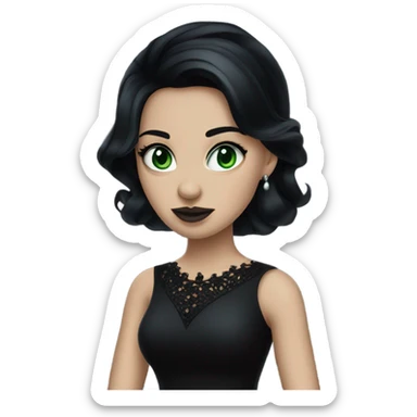 Goth disney princess with green eyes and black hair sticker