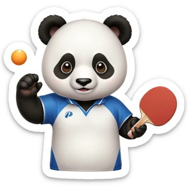a cute panda play table tennis sticker
